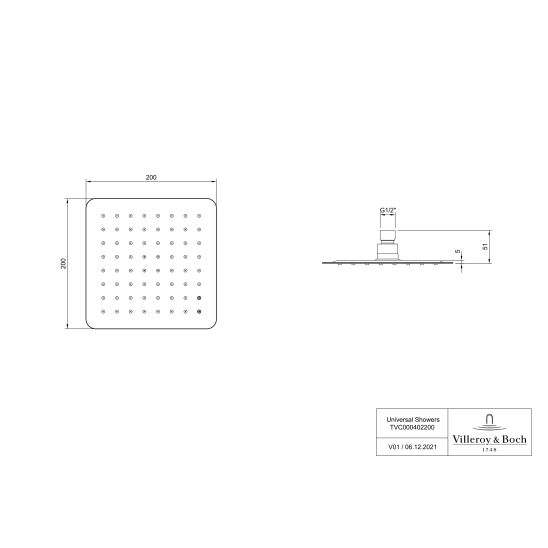 Set rubinetto per vasca e doccia Villeroy & Boch Universal Taps & Fittings TVD00065300061, corpo incasso Villeroy & Boch Universal Taps & Fittings TVD00065100000, TVC00040220061, TVC00045453061, TVC00045900061, TVC00045700061, TVS10900300061, TVC000035000