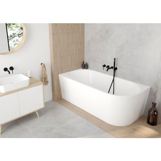 Set vasca da bagno angolare Oltens Delva 11007000, copertura piletta Oltens 09002300