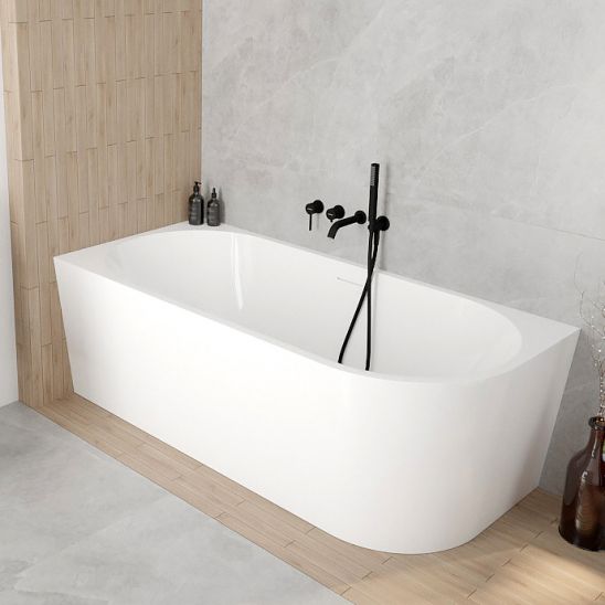 Set vasca da bagno angolare Oltens Delva 11007000, copertura piletta Oltens 09002400