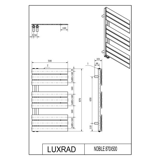 Set radiatore elettrico Luxrad Nobile Elektro NOB8705009003ERG, riscaldatore elettrico Luxrad GLX GLX300B