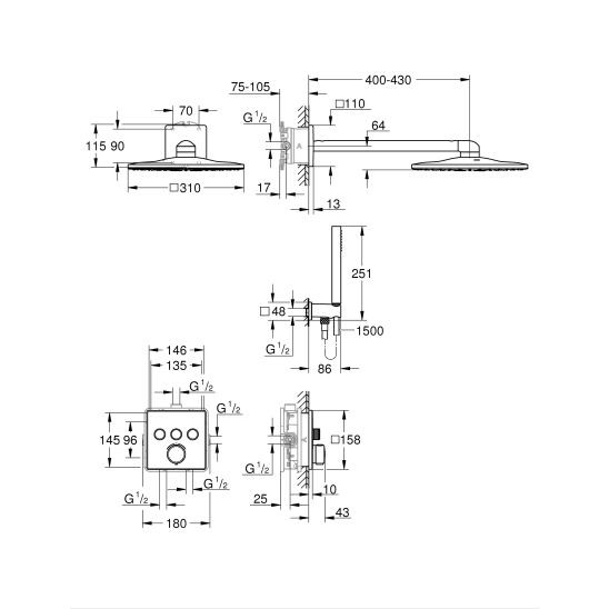Set set doccia Grohe Precision Smartcontrol 34875000, tira acqua Grohe 4067393055617