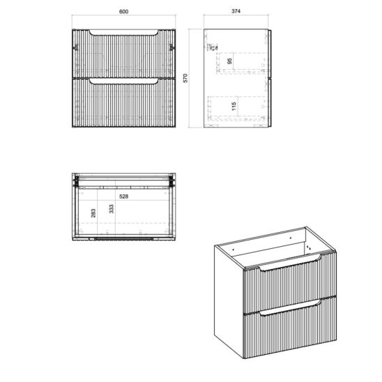 Set armadietto Comad Nova Black NOVA BLACK D2 82-60-2S, lavabo Comad Beyond 5 BEYOND 5 WHITE ( E-6564 ), NOVA BLACK B 89-60