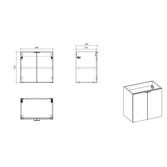 Set armadietto Comad Nova Oak NOVA OAK A 82-60-2D, piano Comad Nova White NOVA WHITE 89-60