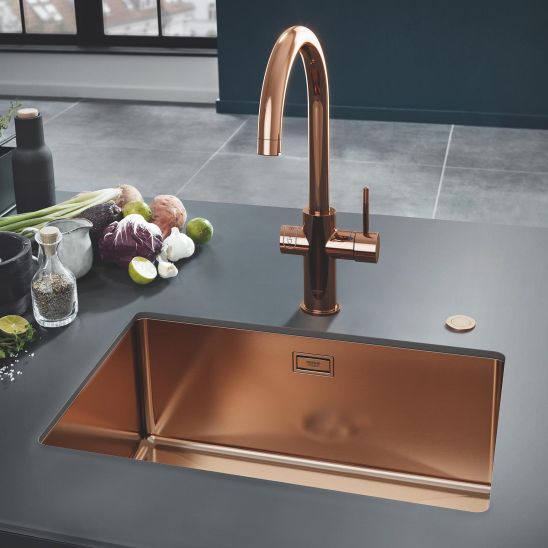 Set rubinetto da cucina Grohe Essence 30270DL0, lavello in acciaio Grohe K700U 31574DL1