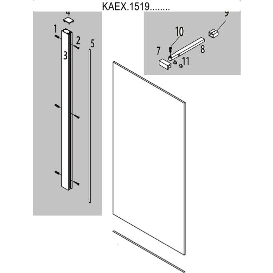 Set set di montaggio Excellent Vidoq KAEX.1519.GB, parete doccia walk-in Excellent Vidoq KAEX.1512.0785.2000.06.01