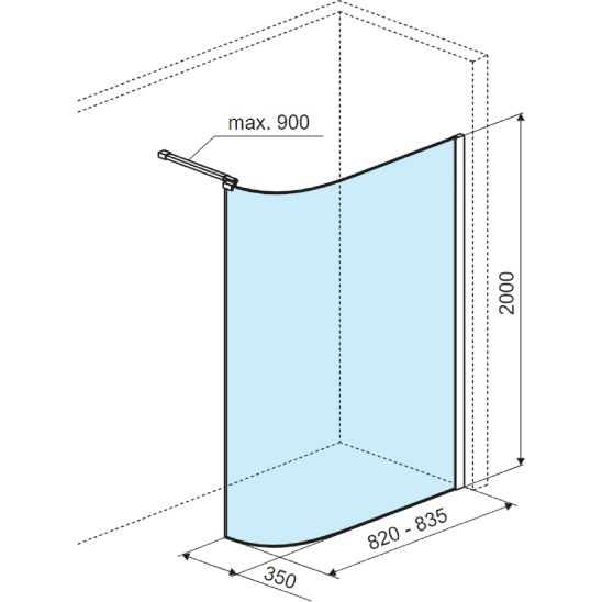Set parete doccia walk-in Excellent Vidoq KAEX.1507.830.LP.GL, parete doccia walk-in Excellent Vidoq KAEX.1506.900.LP.GL