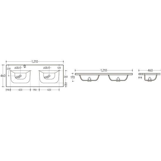 Set lavabo Comad Sky SKY 120D/DP-8099, armadietto Comad Adel Cashmere ADEL CASHMERE 82-60-2S, ADEL CASHMERE 80-01-1D