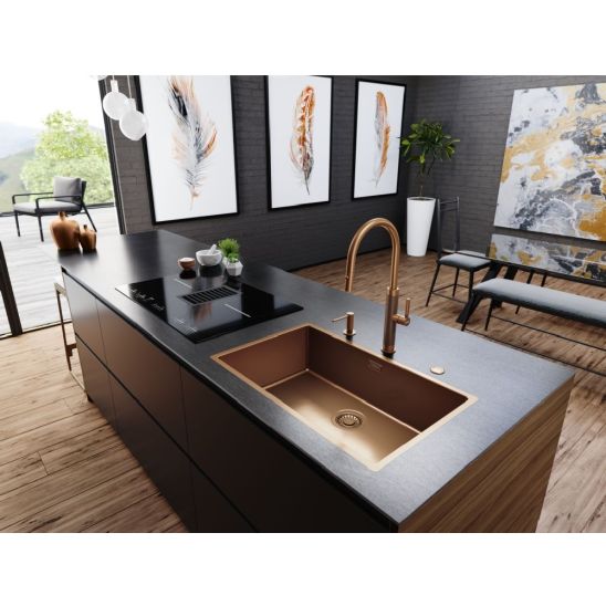 Set rubinetto da cucina Franke Mythos Masterpiece Pull-Out Spray 115.0711.557, dispenser di liquidi Franke Atlas 112.0717.104