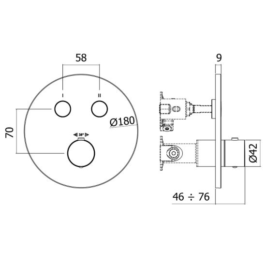 Set rubinetto per vasca e doccia Kronenbach Smart Push 19044002SM, soffione doccia Kronenbach Supra 2.0 153765001904SMN, 01900190KBN, 27409002SMKB, 28628002SMKB, 27500001 KB, 28276000KBSM