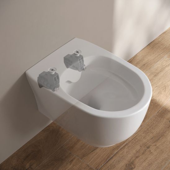 Set vaso WC con copriwater a discesa lenta Cersanit Luna S701-871, set modulo di installazione con placca di comando Cersanit S701-778