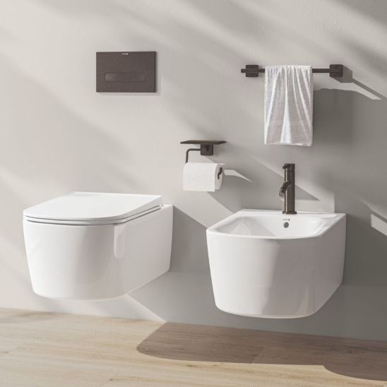 Set vaso WC con copriwater a discesa lenta Kludi Resa S 27WCSET43, modulo di installazione Kludi Unifix 79300
