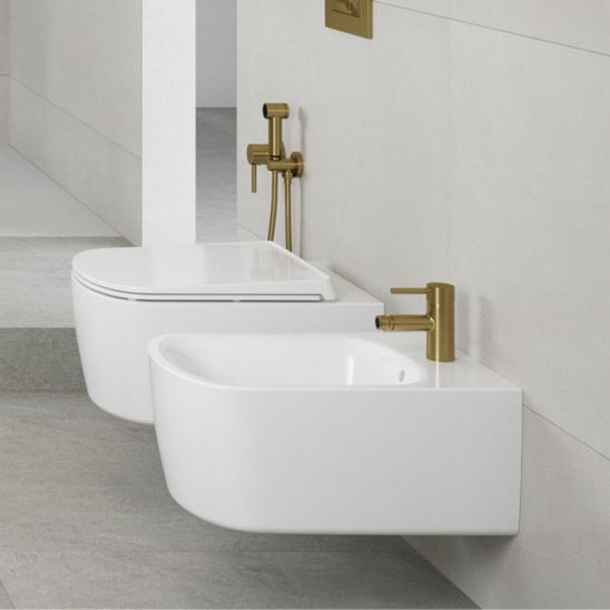 Set vaso WC con copriwater a discesa lenta Kludi Resa S 27WCSET43, modulo di installazione Kludi Unifix 79300