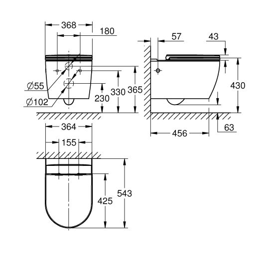 Set vaso WC con copriwater a discesa lenta Grohe Start 103848SH00, modulo di installazione Grohe Rapid SL 38539001