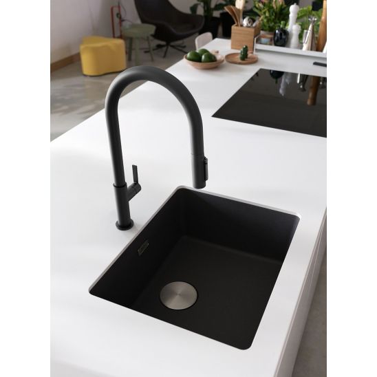 Set rubinetto da cucina Franke Maris Slim Clear Water J Pull-Out 120.0730.911, dispenser di liquidi Franke Active SM 119.0547.906