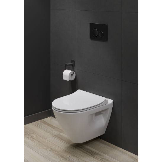 Set vaso WC con copriwater a discesa lenta Cersanit Luna S701-871, set modulo di installazione con placca di comando Cersanit S701-779