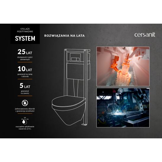 Set vaso WC con copriwater a discesa lenta Cersanit Crea S701-927, set modulo di installazione con placca di comando Cersanit S701-778