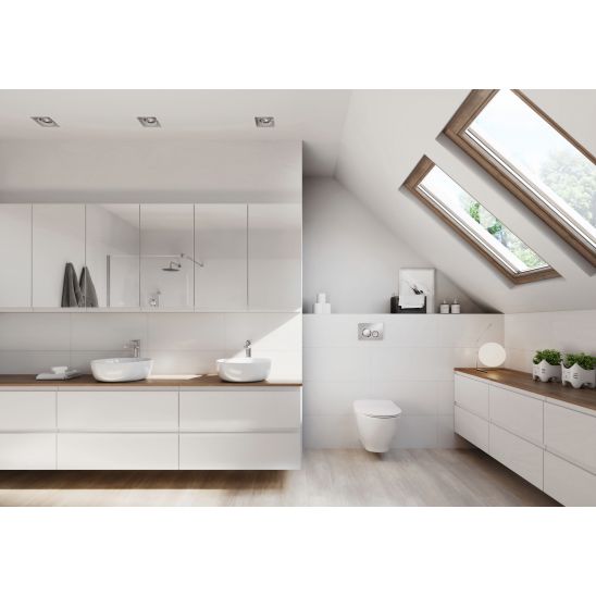 Set vaso WC con copriwater a discesa lenta Cersanit Crea S701-927, set modulo di installazione con placca di comando Cersanit S701-778