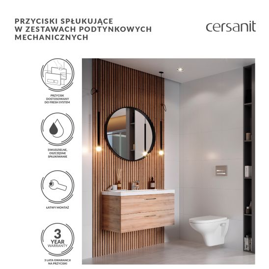 Set vaso WC con copriwater a discesa lenta Cersanit Crea S701-927, set modulo di installazione con placca di comando Cersanit S701-778