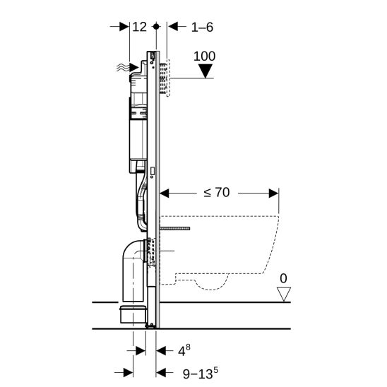 Set modulo di installazione Geberit Duofix 111.320.00.6, vaso WC con copriwater a discesa lenta Geberit Selnova 503.083.00.1, 111.815.00.1, 156.050.00.1