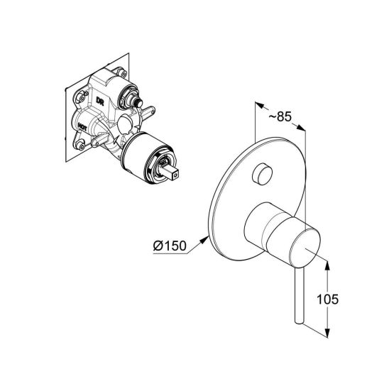 Set rubinetto per vasca e doccia Kludi Bozz 38759N576, soffione doccia Kludi A-QA 64325N5-00, 66514N5-00, 88022, 39120N5-00, 61071N5-00, 60547N5-00
