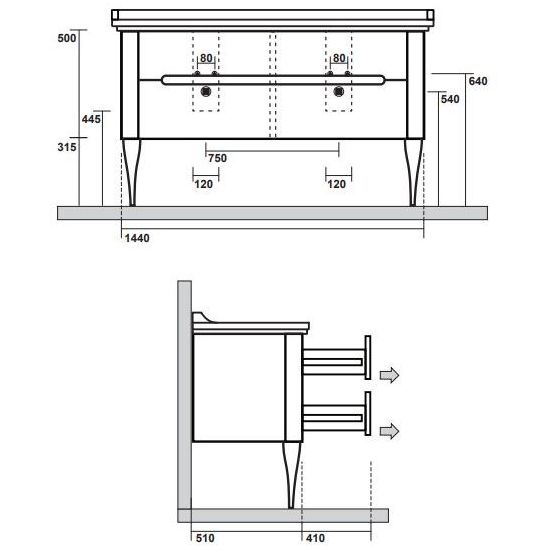 Set armadietto Kerasan Waldorf 9254 30, lavabo Kerasan Waldorf 4143k1, 9194 90