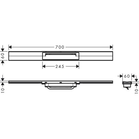 Set elemento esterno dello scarico Hansgrohe Raindrain 56043700, set di montaggio Hansgrohe uBox Universal 1000180