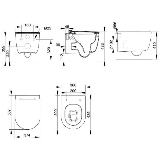 Set vaso WC Ceramica Dolomite Mirto Round D474901, copriwater Ceramica Dolomite S473301