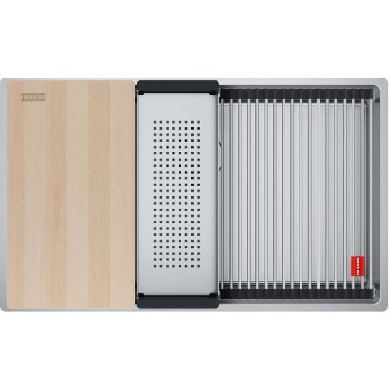 Set lavello in acciaio Franke Box 127.0749.859, rubinetto da cucina Franke Smart Glenda 115.0747.475