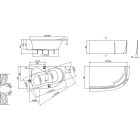 Set vasca da bagno angolare Ravak Rosa 95 C551000000, sifone per vasca da bagno Viega Simplex 495121, GPX2240140