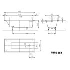 Set vasca da bagno rettangolare Kaldewei Puro 258300010001, sifone con troppopieno Kaldewei Bis 687676500000