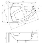 Set vasca da bagno angolare Besco Rima #WAR-160-NL, rivestimento per vasca da bagno Besco Rima OAR-160-NS