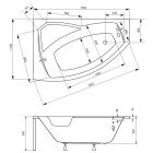 Set vasca da bagno angolare Besco Rima #WAR-170-NL, rivestimento per vasca da bagno Besco Rima OAR-170-NS