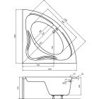 Set vasca da bagno angolare Besco Mia #WAM-130-NS, rivestimento per vasca da bagno Besco Mia OAM-130-NS