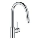 Set lavello in acciaio Grohe K700 31574SD1, rubinetto da cucina Grohe Eurosmart Cosmopolitan 31481001