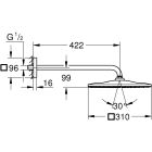 Set soffione doccia con braccio Grohe Rainshower 26564000, rubinetto per vasca e doccia Grohe Eurocube 24062000, 27702000, 35600000, 27704000