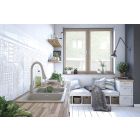 Set lavello in granito Laveo Barbados SBB520T, rubinetto da cucina Laveo Daru BLD069D