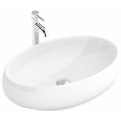Rea Melania lavabo 60x40.5 cm ovale da appoggio bianco REA-U0656
