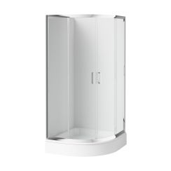 Set box doccia Deante Funkia KYP_052K, piatto doccia semicircolare Deante Standard New KTA_054B