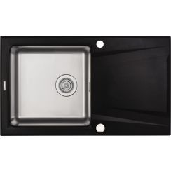 Deante Prime lavello in granito e acciaio 86x50 cm grigio/grafite/inox ZSR_G113