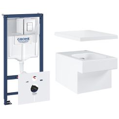 Set vaso WC Grohe Cube Ceramic 3924400H, modulo di installazione Grohe Rapid SL 38827000, 39488000