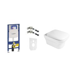 Zestaw Geberit Duofix stelaż podtynkowy i miska WC wisząca PureRim z deską wolnoopadającą Oltens Gulfoss (111320005, 111815001, 49301000, 42003000, 45105000)
