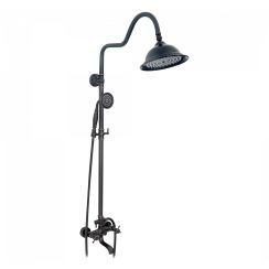 Rea Retro Old Black set per vasca e doccia a parete con soffione nero REA-P2366