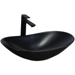 Rea Royal lavabo 62x36 cm ovale da appoggio nero REA-U0442