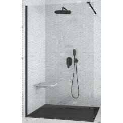 Besco Aveo parete doccia 130 cm nero opaca/vetro trasparente AVB-130-195C