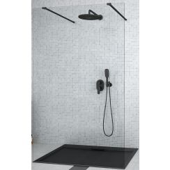 Besco Aveo parete doccia 130 cm nero opaca/vetro trasparente ADB-130-195C