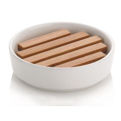 Kela Natura portasapone da appoggio bianco-legno 18585