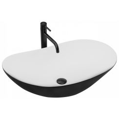 Rea Royal lavabo 62x36 cm ovale da appoggio bianco-nero REA-U6600