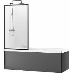 Rea Lagos parete vasca 70 cm 1 anta nero opaca/vetro trasparente REA-K7689