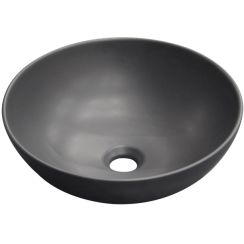 Invena Dokos lavabo 39.5x39.5 cm rotonda da appoggio nero CE-19-005