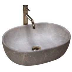 Rea Lara lavabo 48.5x35 cm ovale da appoggio marrone/beige REA-U9887